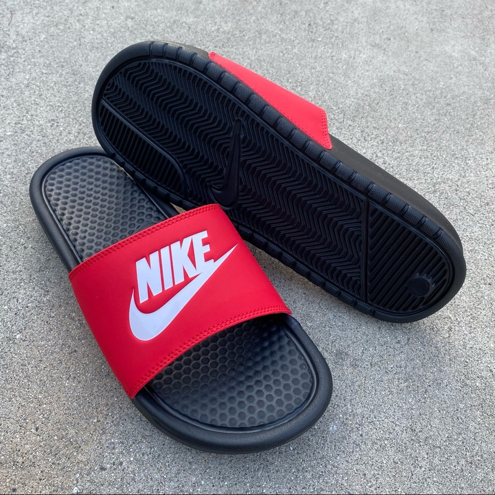 NIKE BENASSI SLIDES JUST DO IT JDI RED - Picture 5 of 5